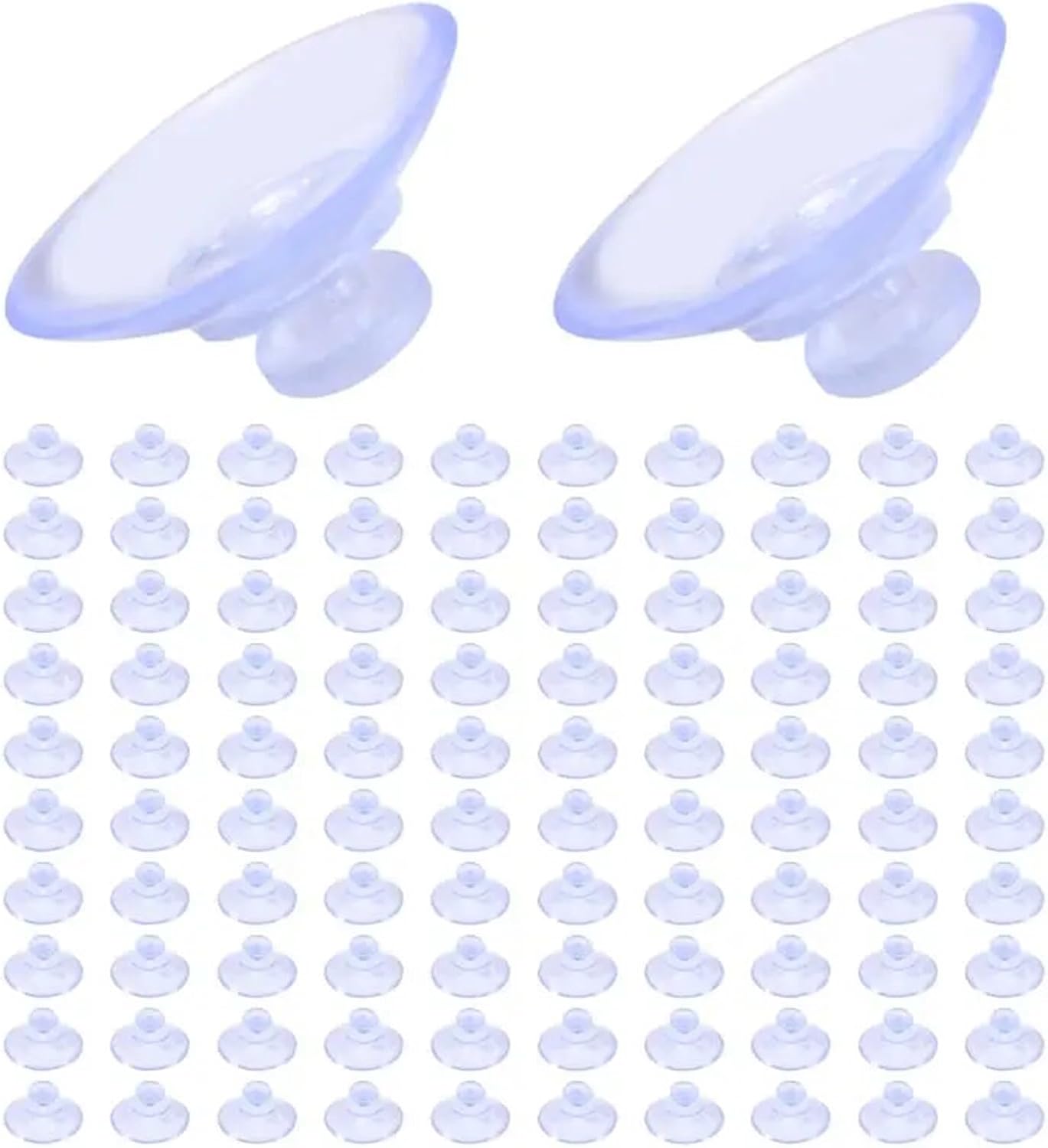 100Pcs Clear Blue Suction Cups 20mm PVC Sticky Pads for Glass Tile Mirror Smooth Surfaces