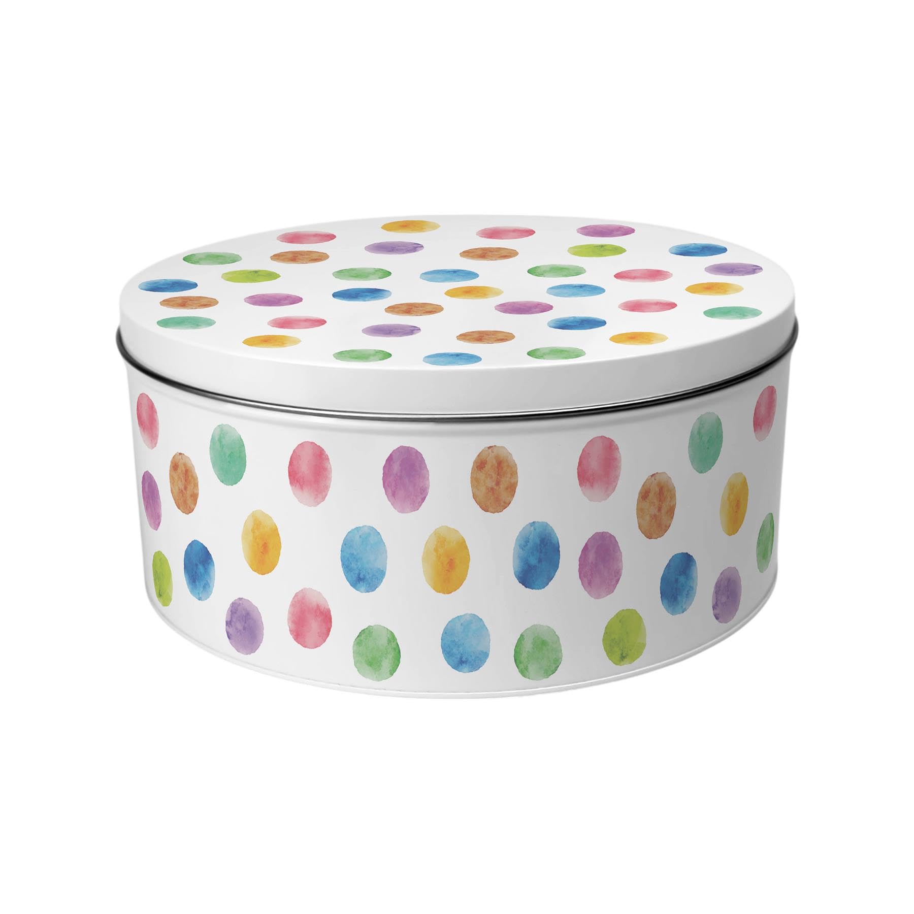 Purely Home Rainbow Polka Dots Large Cake Tin - Colourful Homeware Gifts Round Metal Storage Container For Baking 23 X 10Cm