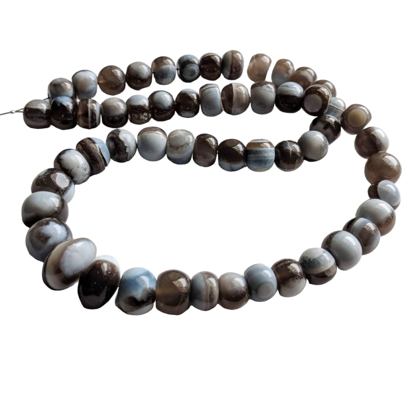 9-11 mm Boulder Opal Zwykłe koraliki Rondelle, Naturalny niebieski Boulder Opal Zwykłe koraliki do biżuterii, opalowe gładkie koraliki (opcje od 8 cali do 16 cali) 8 cali, 26 szt