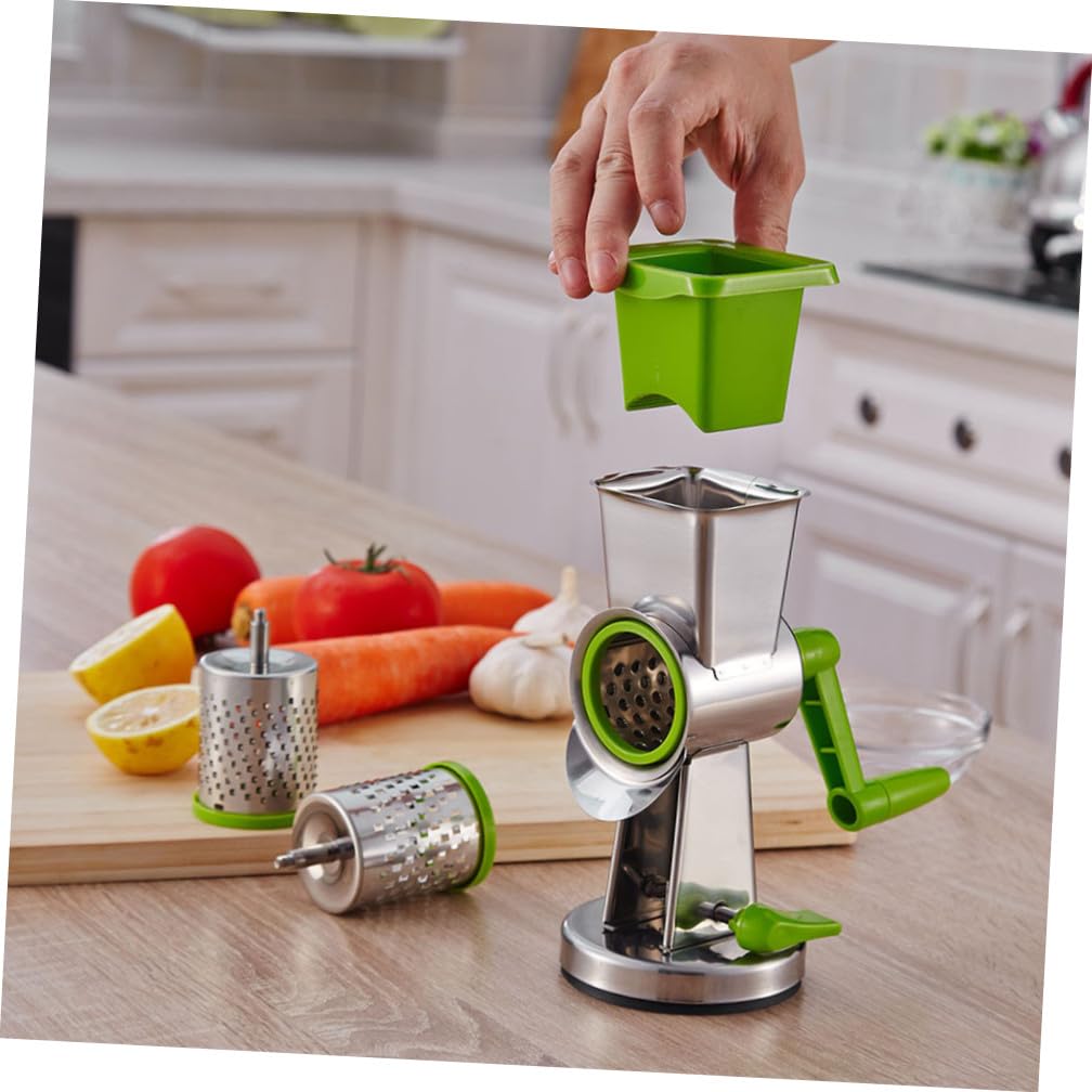 PRETYZOOM Cortador de Verduras con Cilindro Rallador de Queso de Acero Inoxidable Triturador Manual de Alimentos para Cocina para Rallar Queso y Verduras