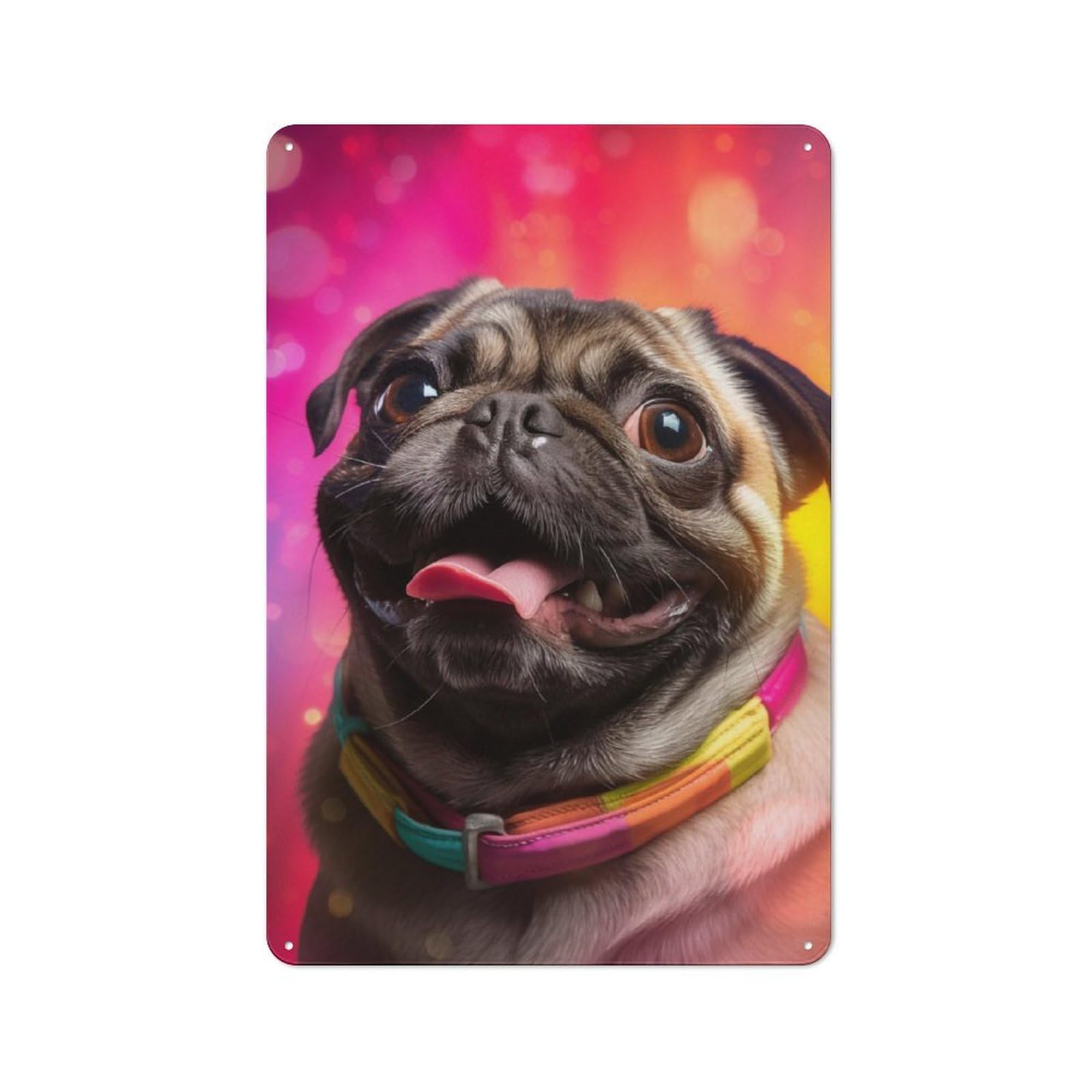 Junmoney Pug Fiesta For Café Or Restaurant, Vintage Metal Sign 30X20cm, For Vintage Wall Decor Fans, For Cafés, Pubs And Restaurants