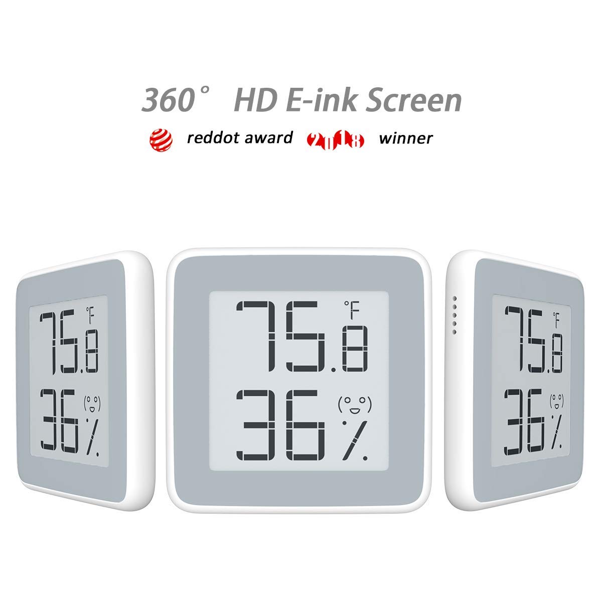 Homidy Digital Hygrometer Indoor Thermometer, 360°HD EInk Display