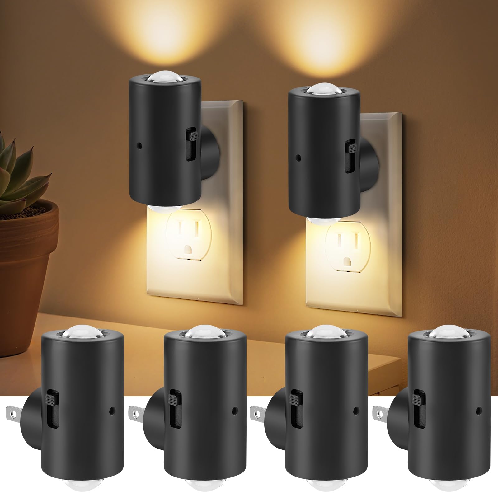 TSEXES LED Night Lights Plug into Wall Dimmable Plug in Night Light Dusk to Dawn 0-200LM Bright Nightlight