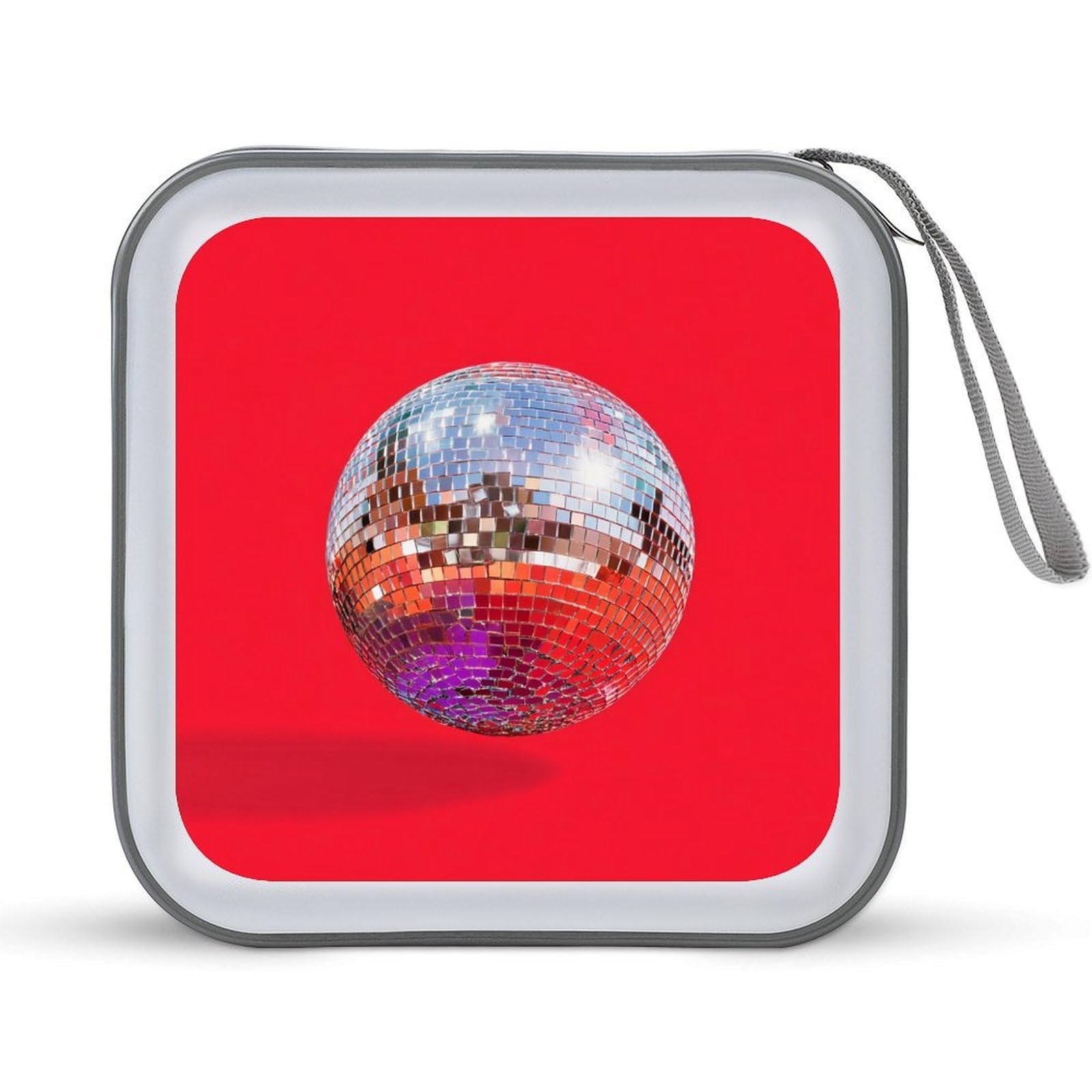 Jubonexis Disco Ball on Red CD Case DVD Storage Case Portable for Car Home Travel