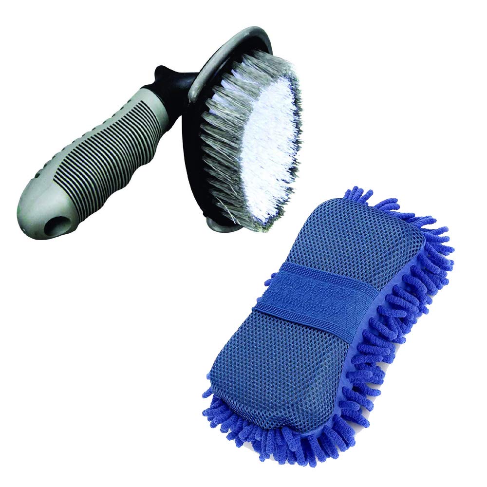 ZESI Combo Of Wash Sponge And Tyre Brush For Car & Bike Cleaning