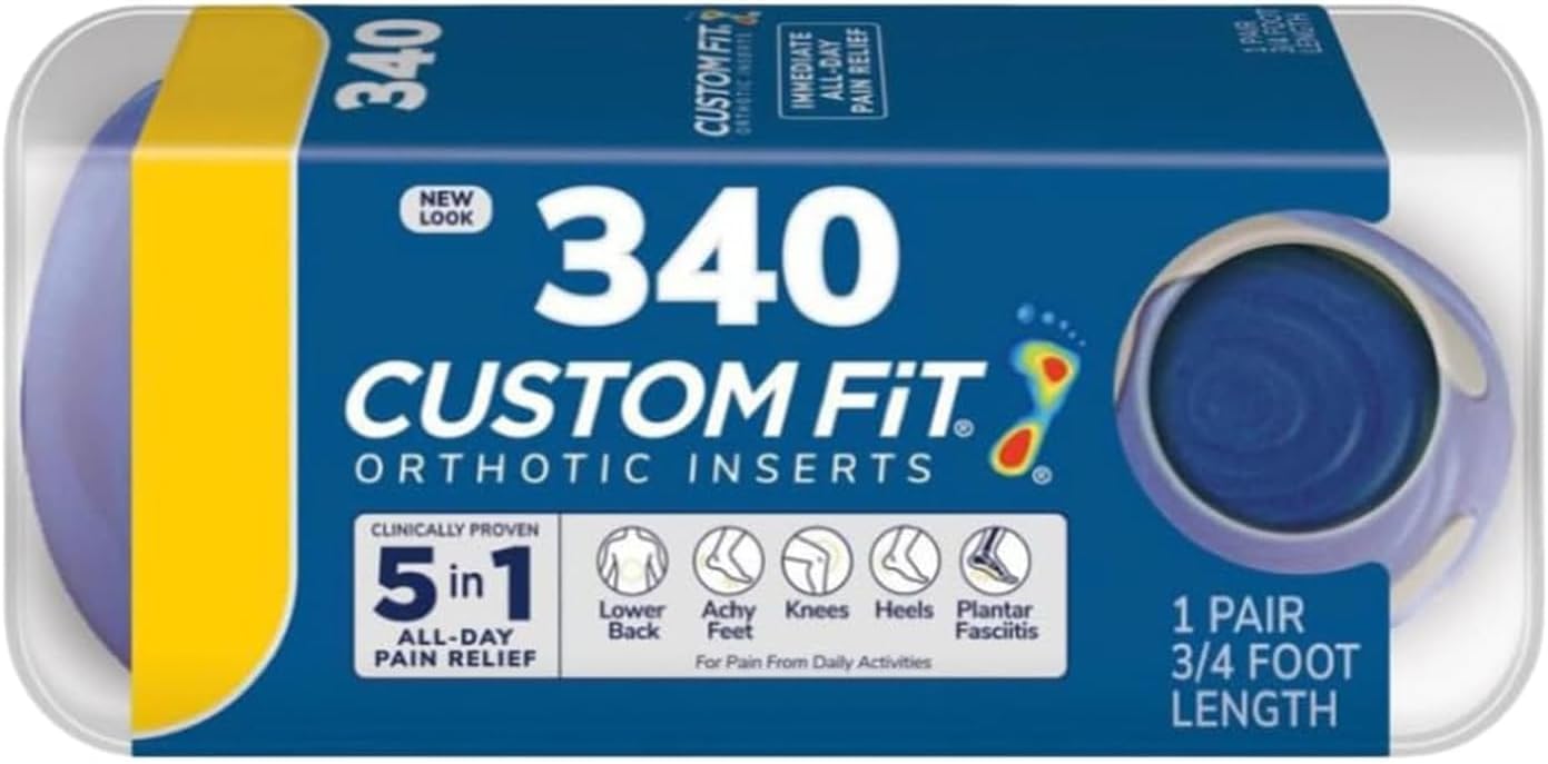 Custom Fit Orthotics 3/4 Length Inserts CF340, Arch Support Insoles for Men Women, Get Clinically Proven All-Day Relief from Lower Back, Knee, Plantar Fasciitis & Heel Pain, Achy Feet
