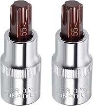 2PCS Torx Bit Socket, 1/2" Drive, T55 Torx, S2 Alloy Steel, 60mm Length