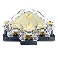 Vista 14 de Bloque de distribución de energía de 4 vías, calibre 0/2/4 AWG, salida de calibre 4/8/10, bloque de conexión de distribución de amplificador estéreo