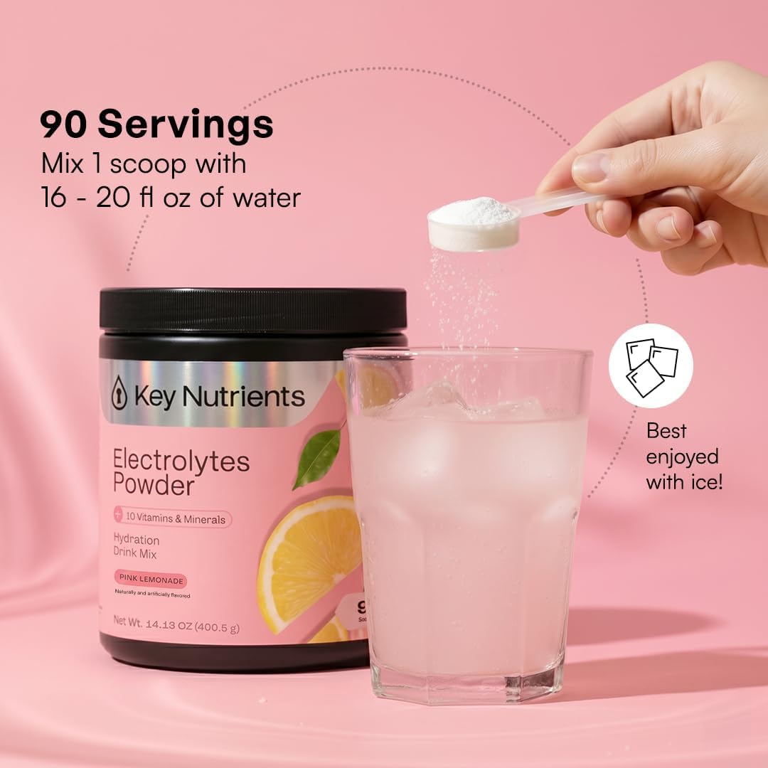 KEY NUTRIENTS Multivitamin Electrolytes Powder, Pink Lemonade, 90 Servings — Amazon image 5