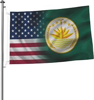 Rqwaaed Half American Bangladesh Bangladeshi Flag Premium 2x3FT Flag - Durable and Vibrant Design for Indoor/Outdoor Use