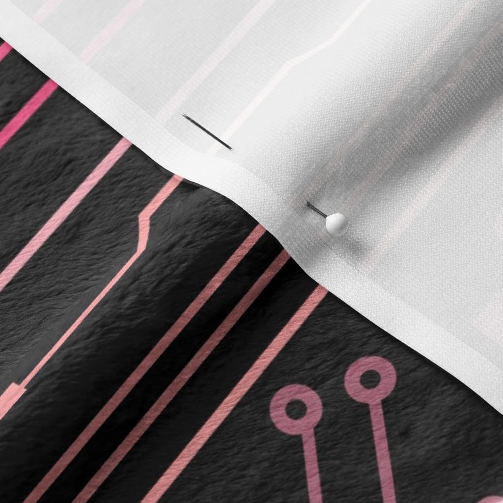 Spoonflower Fabric - Circuit Nerd Black Lines Computer Colorful Digital Geek Purple Pink Printed on Minky Fabric by The Yard - Sewing Baby Blankets Quilt Backing Plush