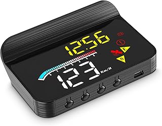 AMHVMU M17 Car HUD Head up display,Smart Speedometer, OBD2 plus GPS Dual System Displaying Speed and water Temperature, Suitable for all Vehicle Models
