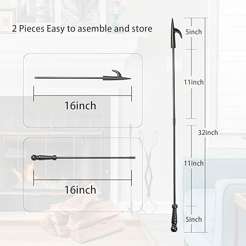 Miniatura 4 de JCLMER Cubo de cenizas para chimenea (juego de póker y pinzas para chimenea)