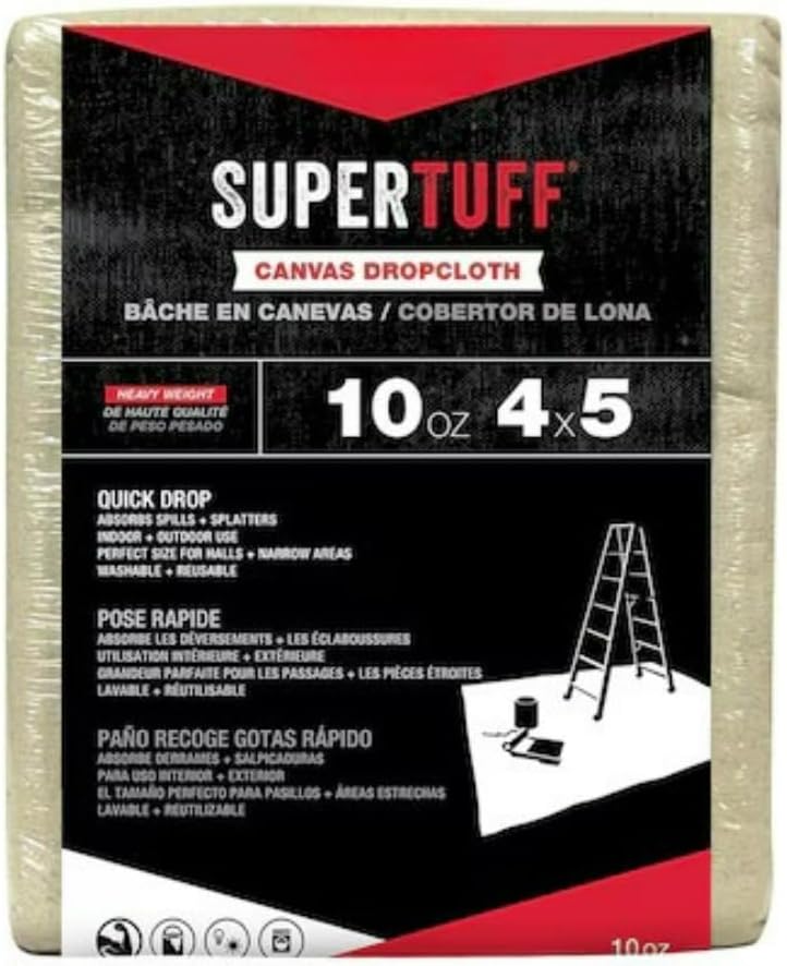 for Trimaco 51125 Drop Cloth, 32 Mil, Cotton Canvas, 5 Ft L