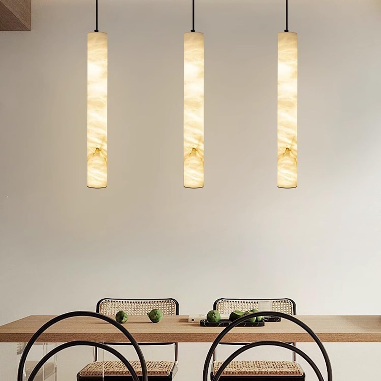 Lampadario a sospensione cilindrico in marmo a soffitto a luce