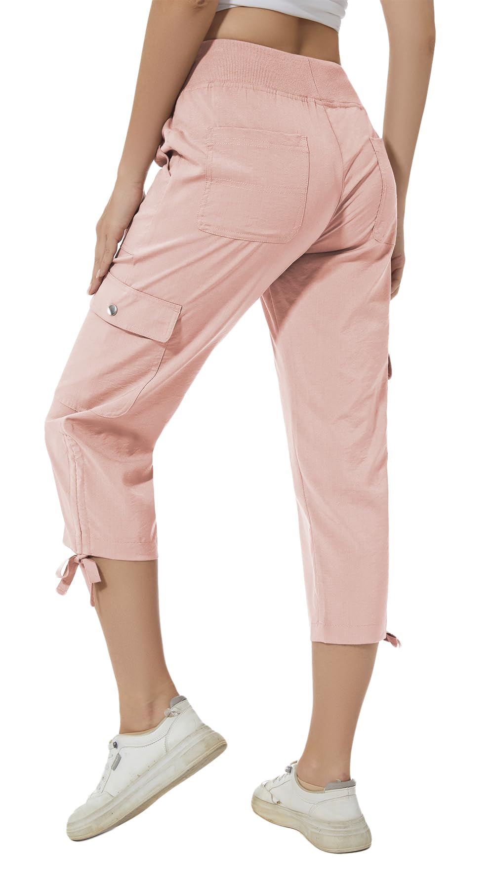 Huayuzh Damen Cargo Caprihose Wanderhose 3/4 Hose Sommer Cargohose Leichte Atmungsaktiv Athletisch Reisen Lässig Outdoorhose