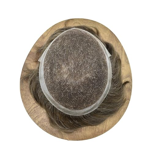 Vista 149 de Toupee for Men Real Human Hair Piece French Lace with Poly Skin Around Hair System 8x10 inch Mens Toupee Hair Unit Protesis Capilar Para