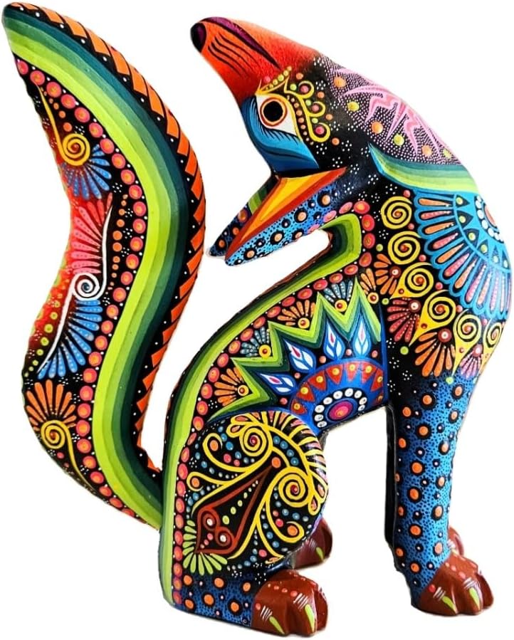 Alkimia Inc Mexican Alebrije Masterpiece Howling Coyote Wood Carving Handcrafted Sculpture (Medium)