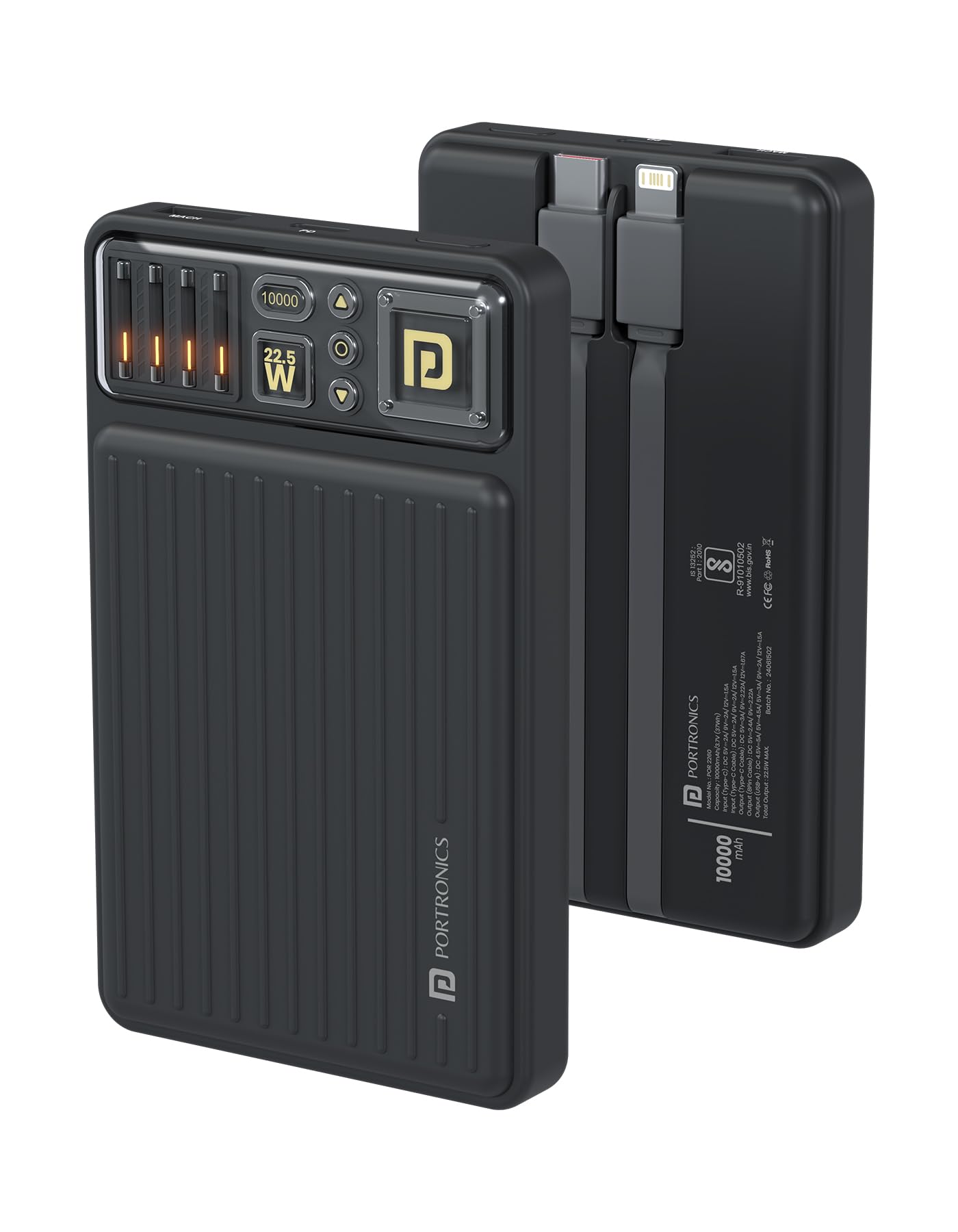 Portronics Luxcell Bind Mini 10k 10000mAh Nano Powerbank with 22.5W Fast Charging, in-Built Type C PD(Input & Output) /8 Pin Cable, LED Indicator, USB-A Mach Output, Compatible with Smartphones-image-44