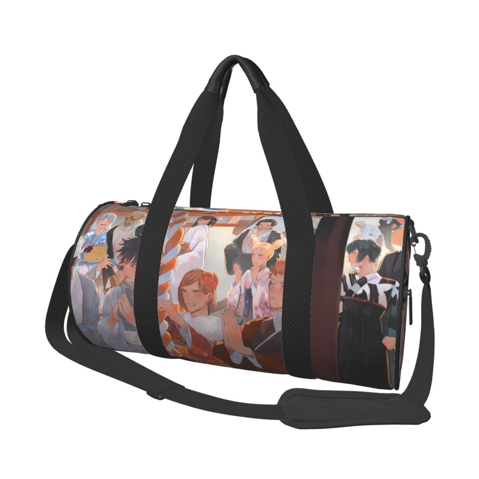 咒术回战 抚摸 剑和 七海建人 旅行包 圆形运动健身包 运动包 健身包 圆筒包 波士顿包 手提包 休闲圆筒行李袋 旅行包 大容量 健身包 防水 多功能 收纳 修学旅行