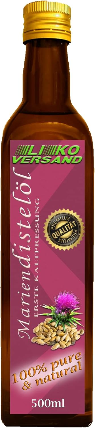 Mariendistelöl - Speiseöl - kaltgepresst - nativ - in Glasflasche - mit ...