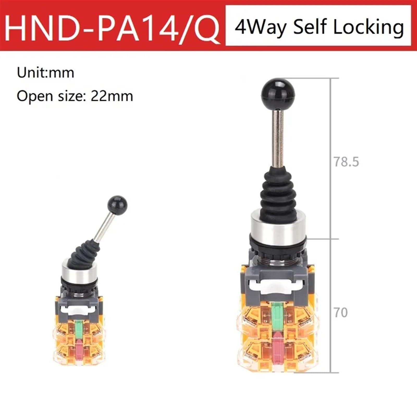 HND-PA12/14/22/24 22mm Joystick Switch 2 4 Way Position Self Locking Momentary Master Monolever Rotary Power Toggle Cross Rocker Switches HND-PA12 1Pcs(4Way Self Locking)