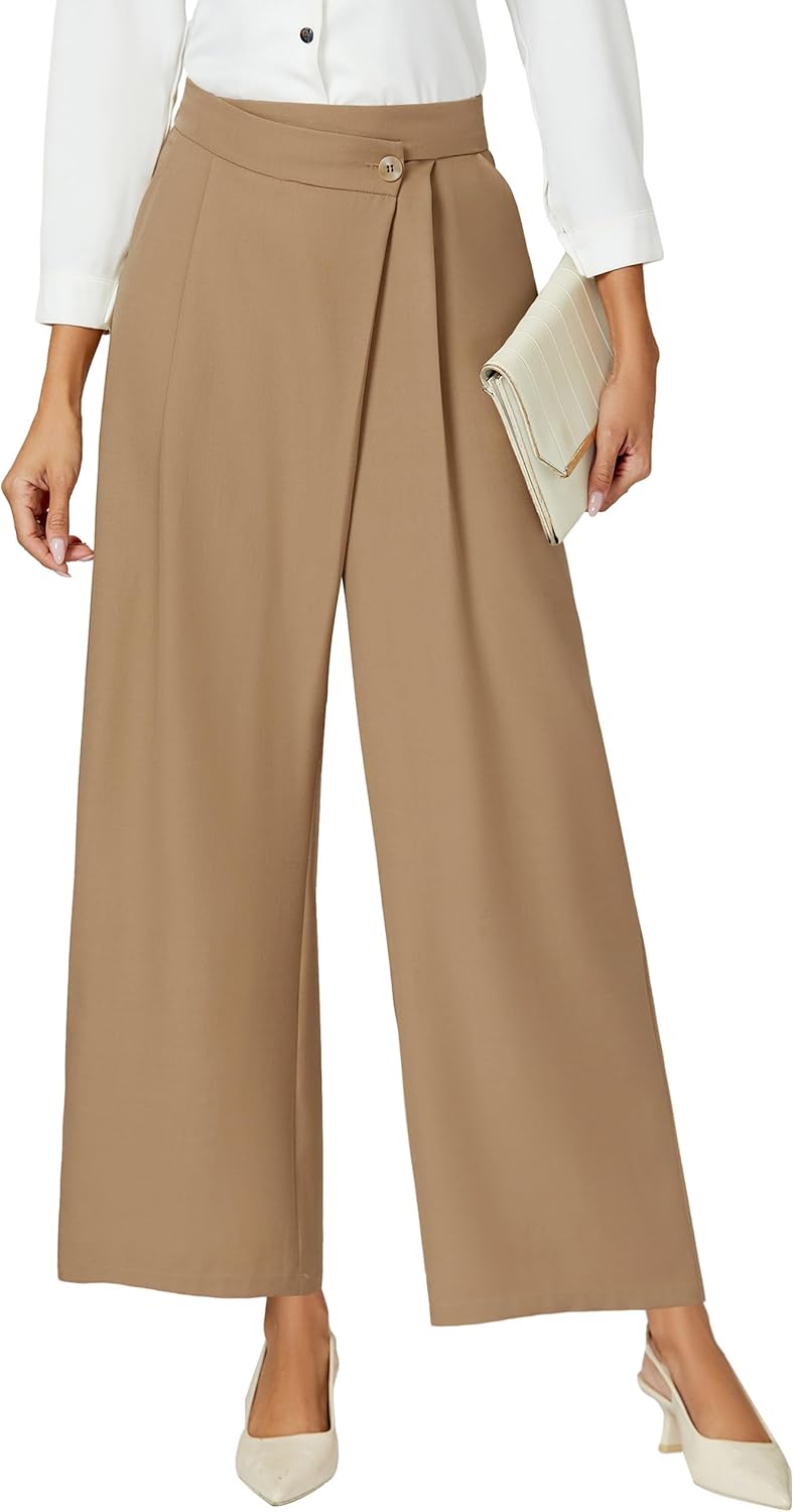 Blooming Jelly Women Wide Leg Dress Pants High Waisted Work Pant with Pocket Business Casual Outfits 2025