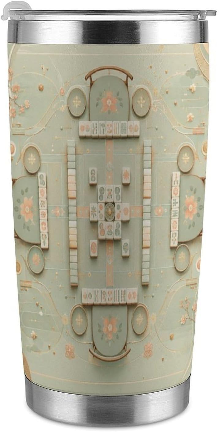 Mahjong Social Table Linework travel tumbler