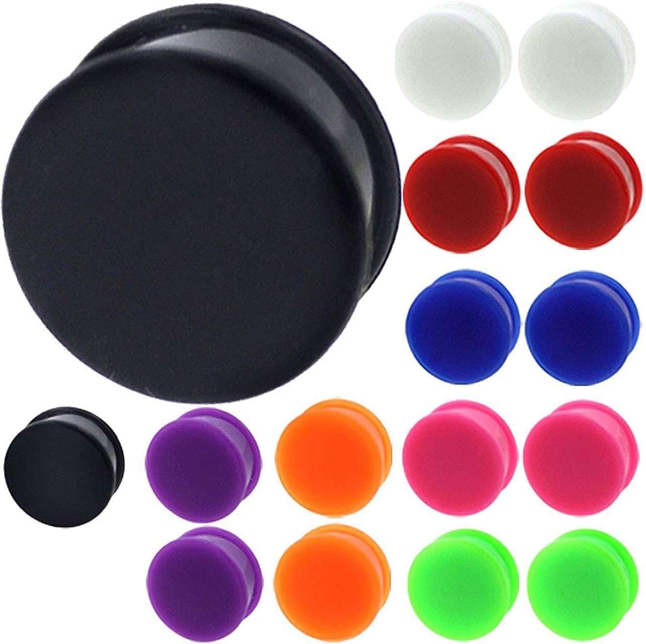(1 Pair ONLY) (Please Choose Size and Color) Silicone Ear Gauge Plug Size Available 8g (3mm) to 1 3/16" (30mm)
