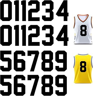 22 Pieces Heat Transfer Numbers 0 to 9 Jersey Numbers Soft Iron on Numbers for Team Uniform Sports T Shirt Football Basketball Baseball (Black-22Pcs, 8 Inch)