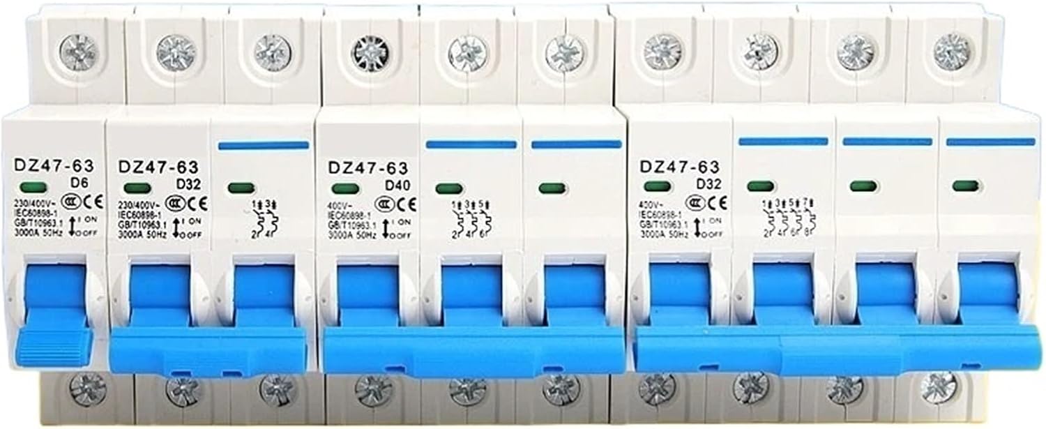 1pc D-Type Household air Switch DZ47-63 Three-Phase 1P 2P 3P 4P Switch Small Circuit Breaker 6A 10A 16A 20A 32A 40A 63A air Opening(2P,10A)