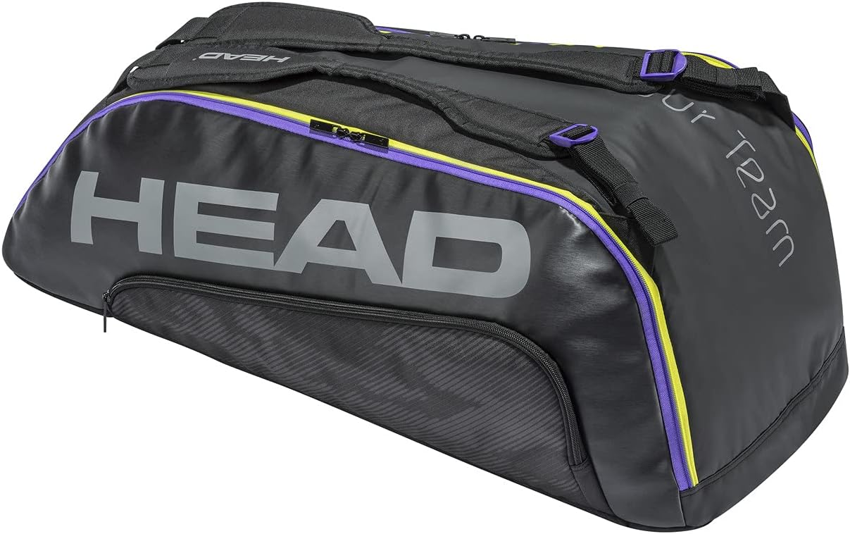 HEAD Tour Team 9R Supercombi Tennis Racquet Bag - 9 Racket Tennis Equipment Duffle Bag, Black/Purple : Sports & Outdoors