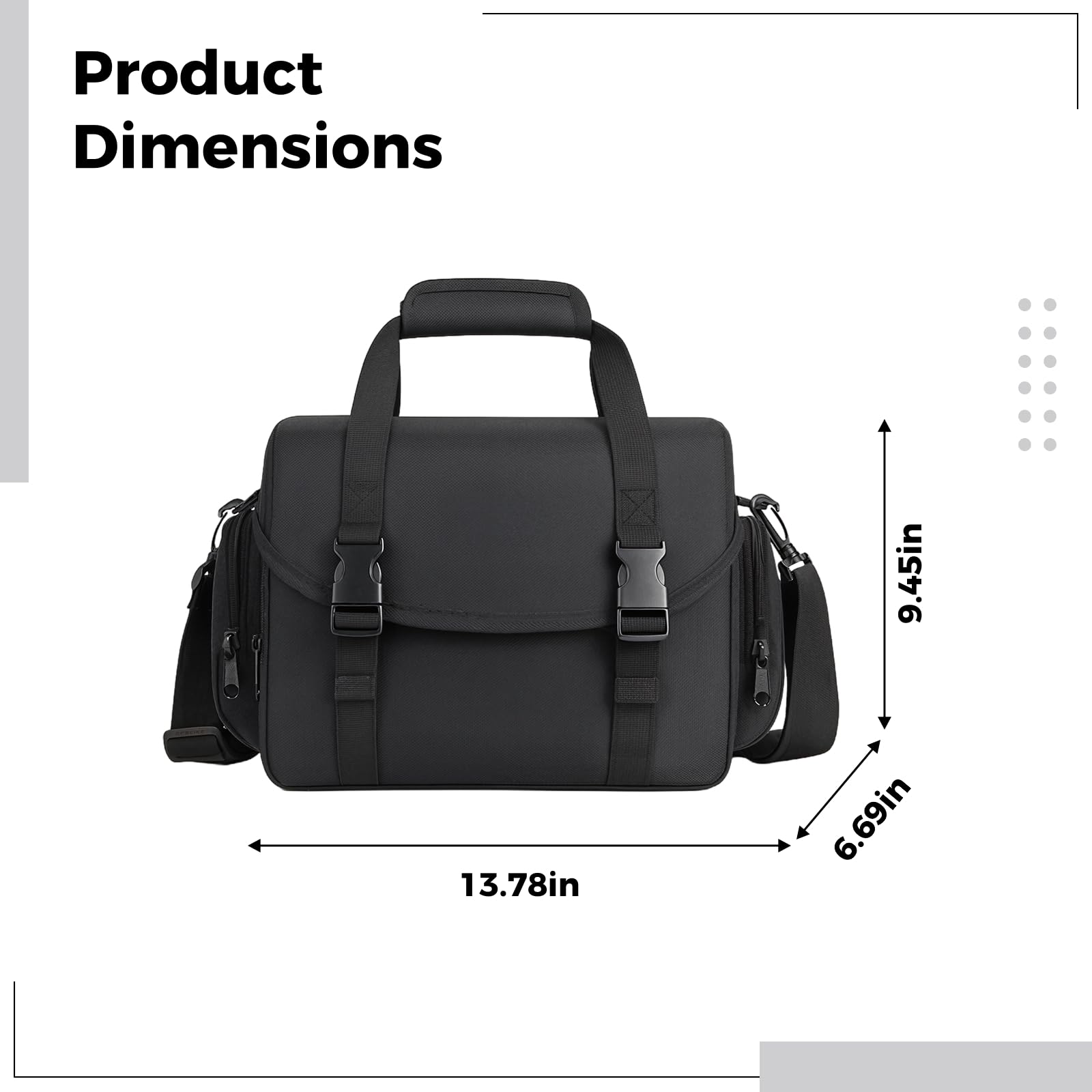 Bolsa para cámara con separadores ajustables, mochila de nailon impermeable de un solo hombro, se adapta a 1 cámara DSLR y 2 lentes, múltiples bolsillos de almacenamiento para accesorios