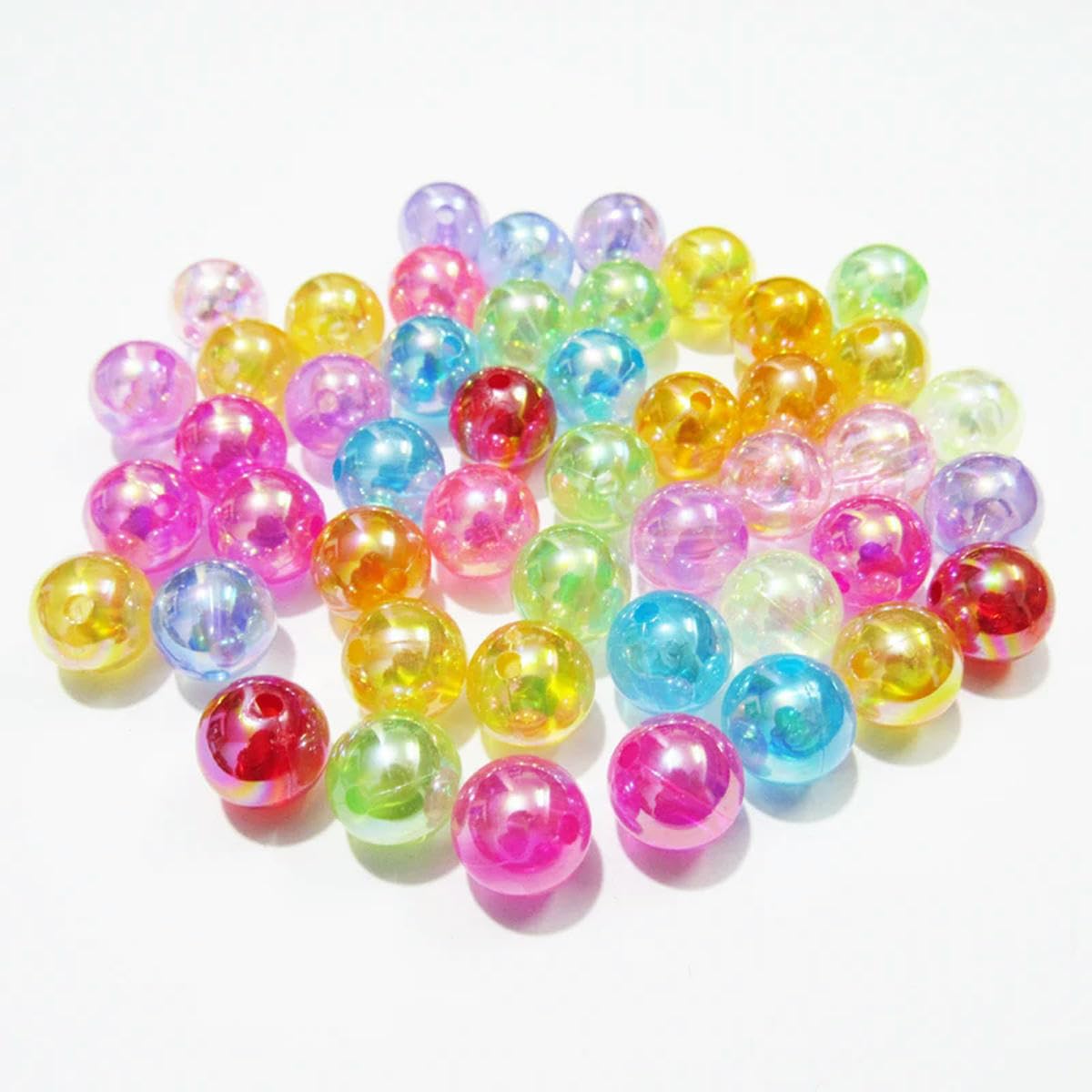 Cuentas AB chapadas en acrílico transparente de 6mm/8mm/10mm/12mm para joyería DIY/diseño hecho a mano-hotpink-10mm 900 Uds. Por bolsa