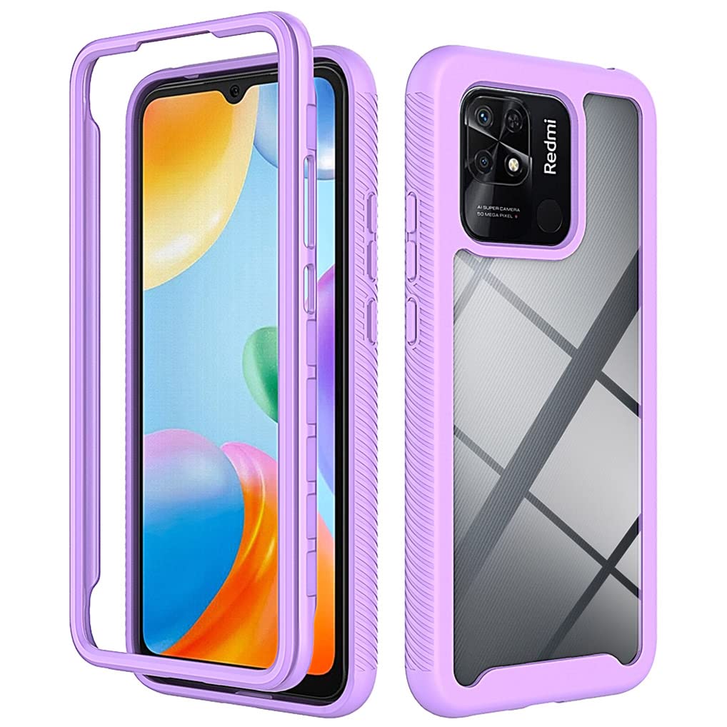 MAOGE Trasparente Cover per Xiaomi Redmi 10C, Rugged Custodia Full Body Antiurto Rigida PC Soft TPU Sottile Bumper Silicone Protettiva Case - Nero
