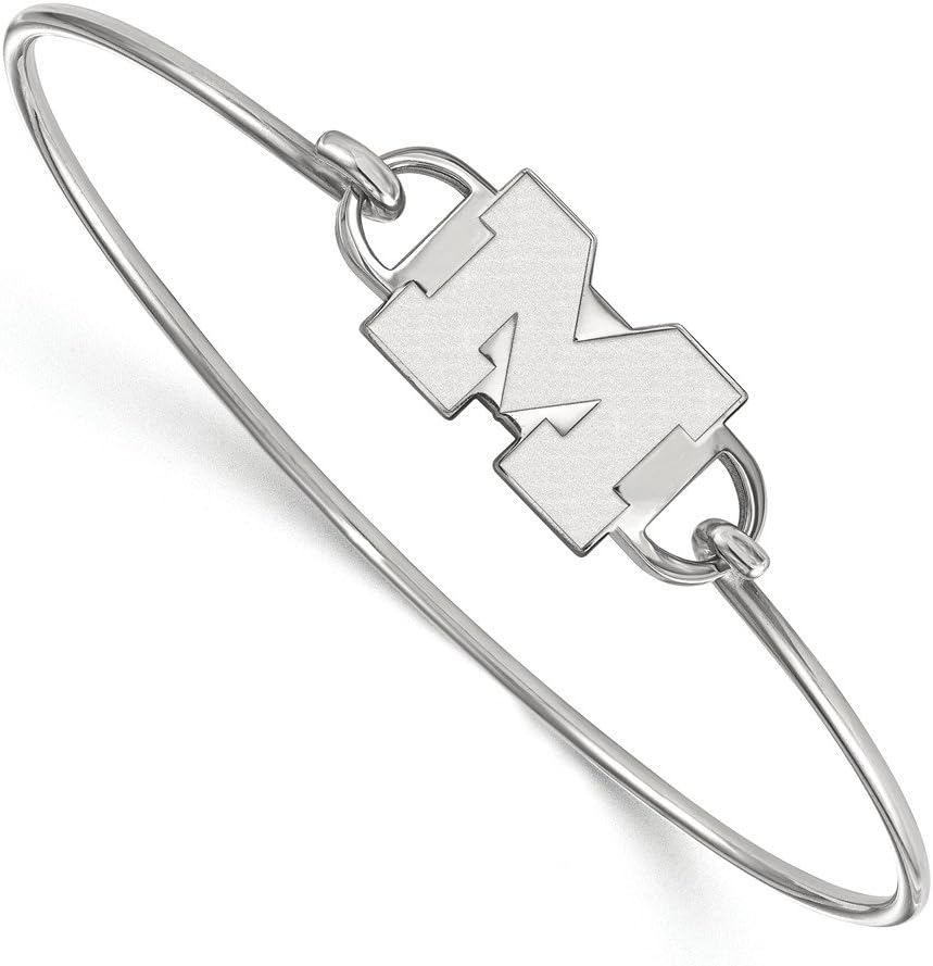 LogoArt Sterling Silver Michigan (univ Of) Small Ctr Wire Bangle