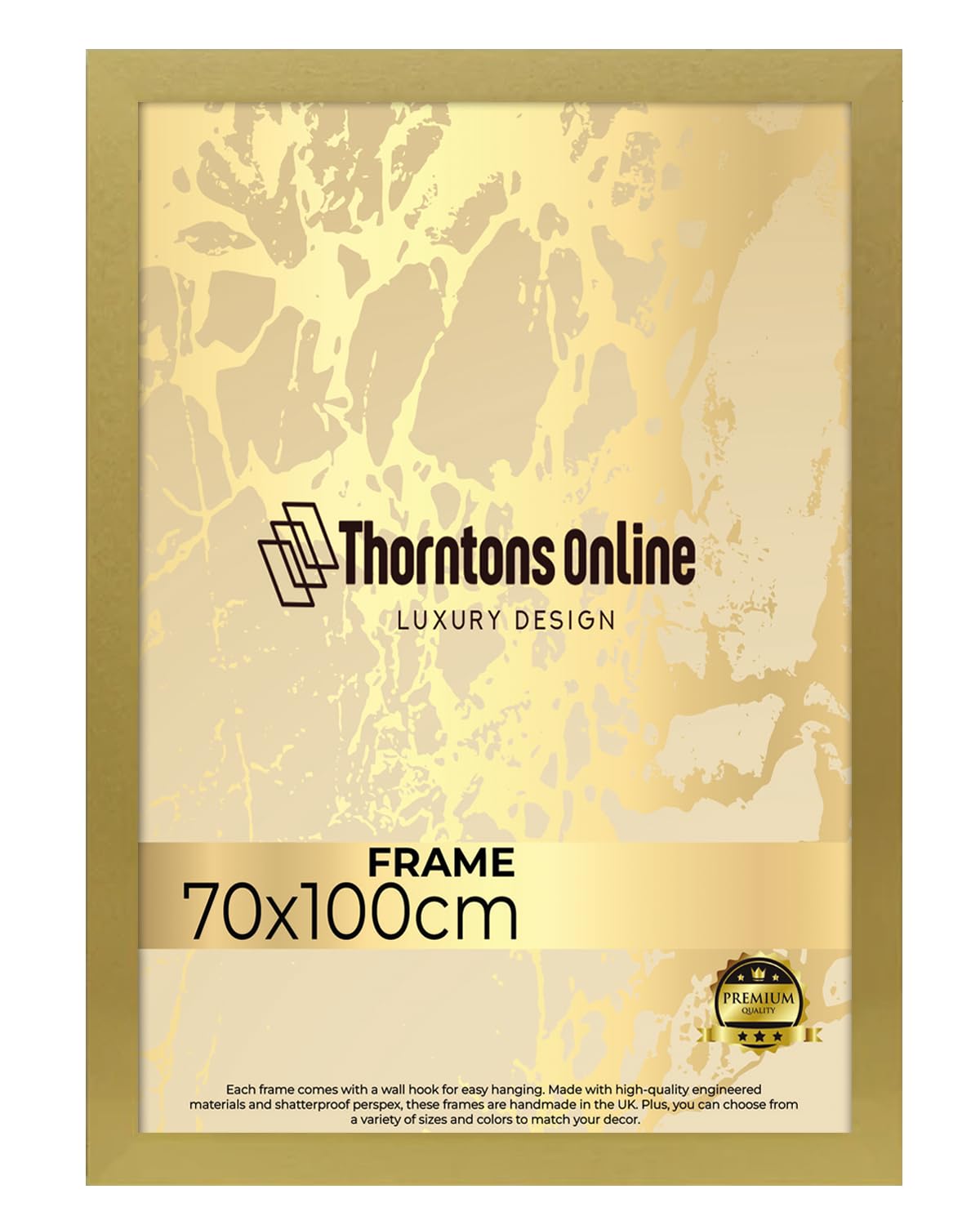 Poster Frame - Gold 70x100 cm mdf backing with both ways hanging hooks |Picture Photo frame 100x70cm |Acrylic front | Home & Office Decor