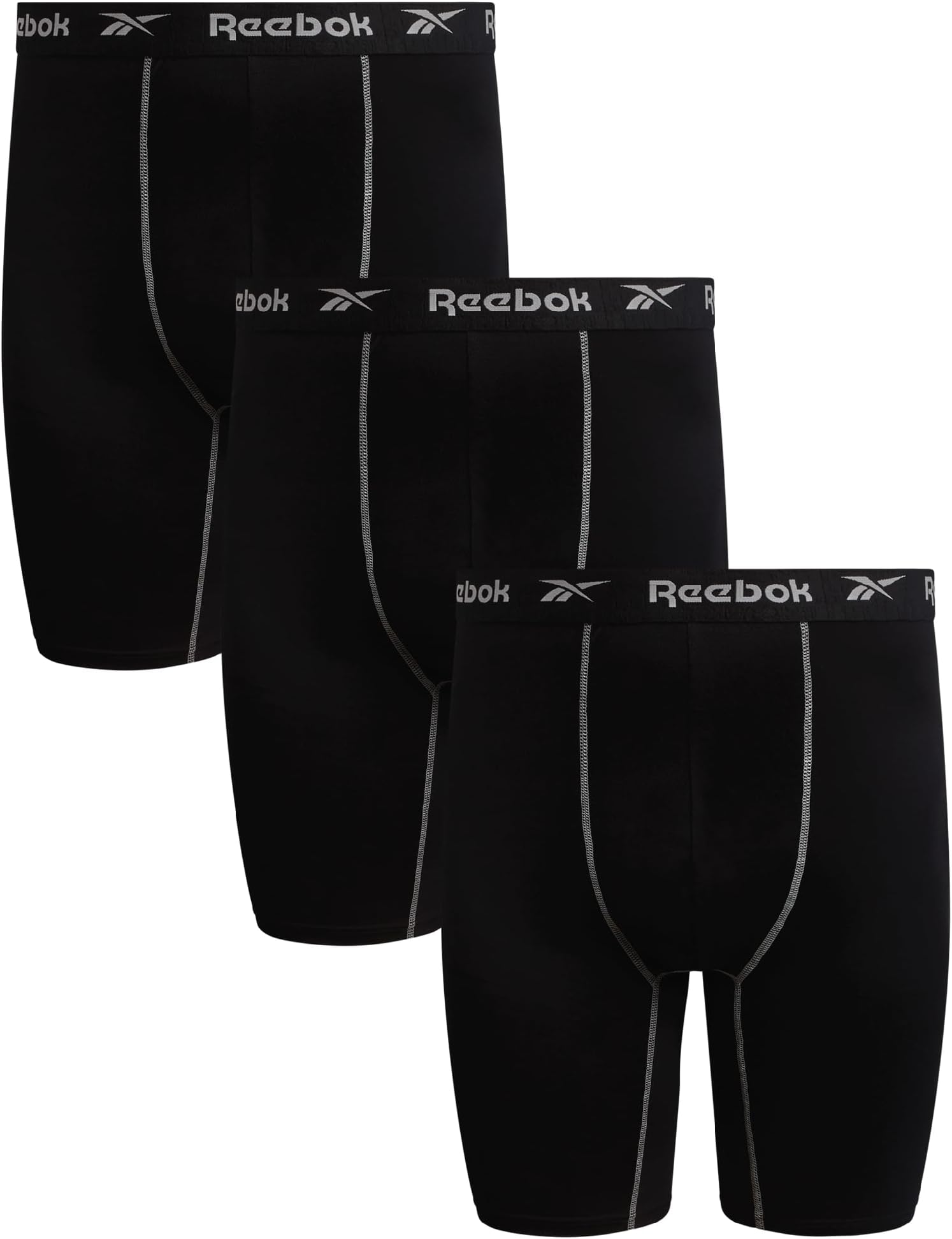 Mens Boxer Briefs - 3 Pack Big & Tall 10" Inseam Long Leg Stretch Performance Mens Underwear Boxers with Contour Pouch