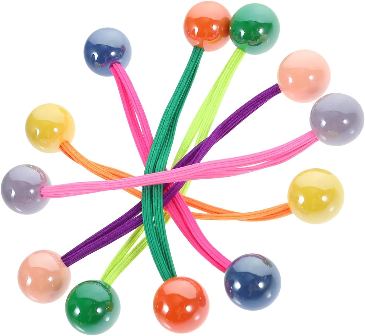 12pcs Pearl Hair Ties - Colorful Elastic Ponytail Holders, Hair Rings, Balls and Ropes for Thin Hair, Acrylic Headgear for Girls