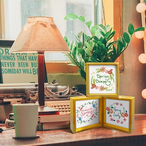 Miniatura 4 de FINGERINSPIRE 3 marcos de fotos de madera para decoración del hogar, con 36 diseños intercambiables para festivales, tarjetas de papel, 7 x 7