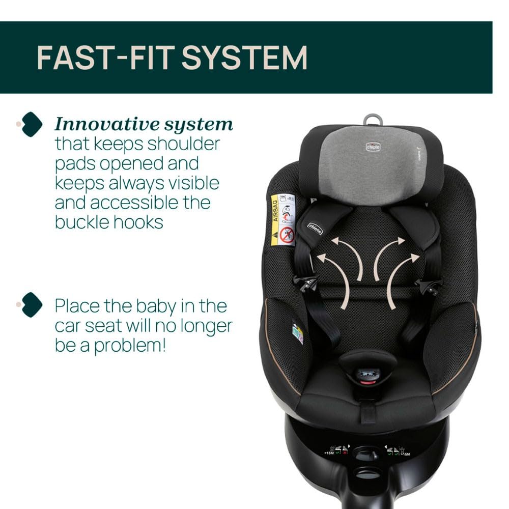 Chicco Seat105, I-size, Fotelik Samochodowy z Homologacją ECE R129/03, Obrotowy 360°, Regulacja w 6 pozycjach, Szybki i Łatwy Montaż, w Zestawie Wkładka Redukcyjna, 40-105 cm, Grupa 0/1, od 0 do 4 lat