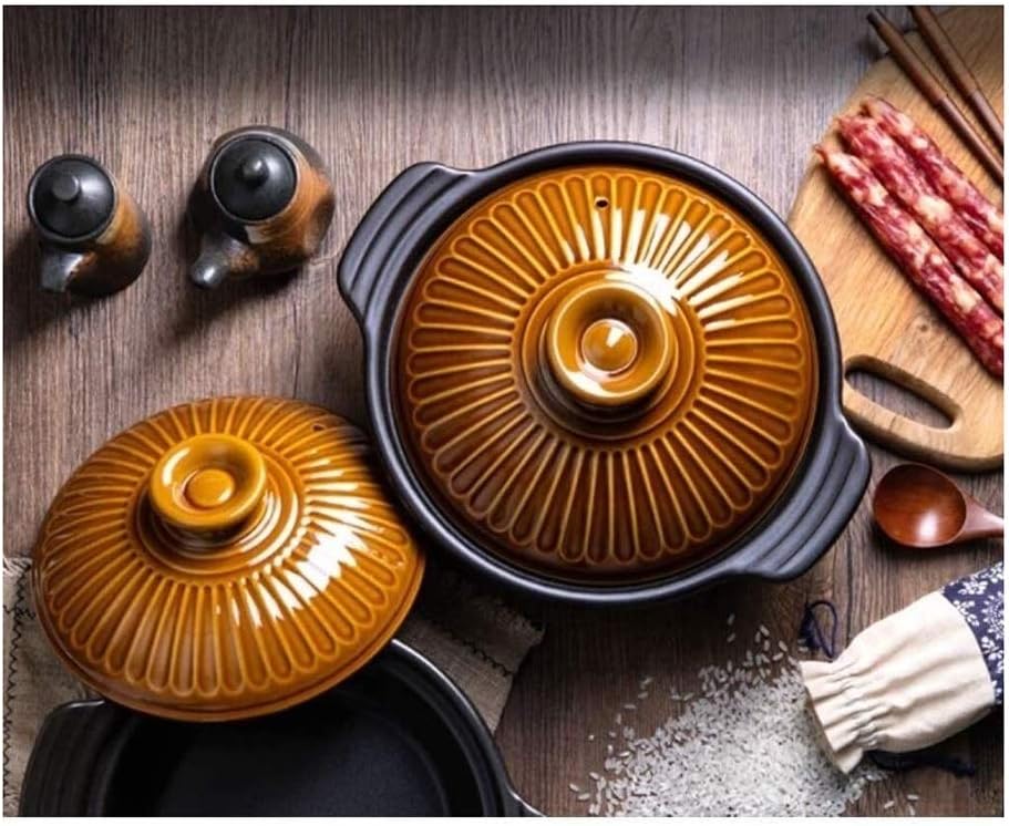 蓋付きキャセロール皿 キャセロール、セラミックラウンドキャセロールパン 二重ハンドルと蓋付きの小さな調理鍋 (1.2l)