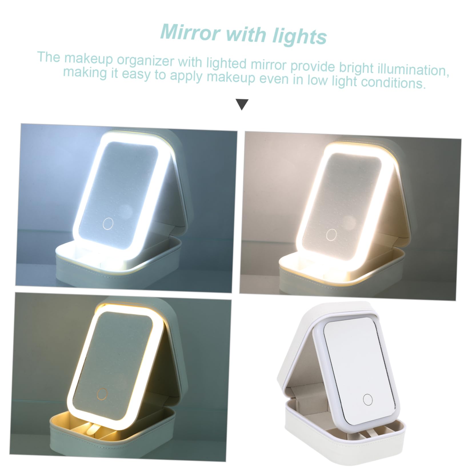 Healeved Portable Makeup Case Led Light Mirror Travel Makeup Organizer Cosmetics Organizer Box