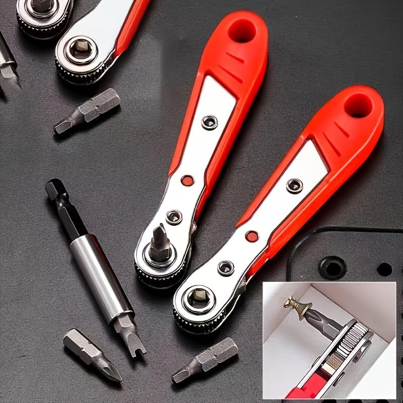1pc Red Right Angle Elbow Wrench - Phillips Screwdriver for Narrow Spaces (Red)