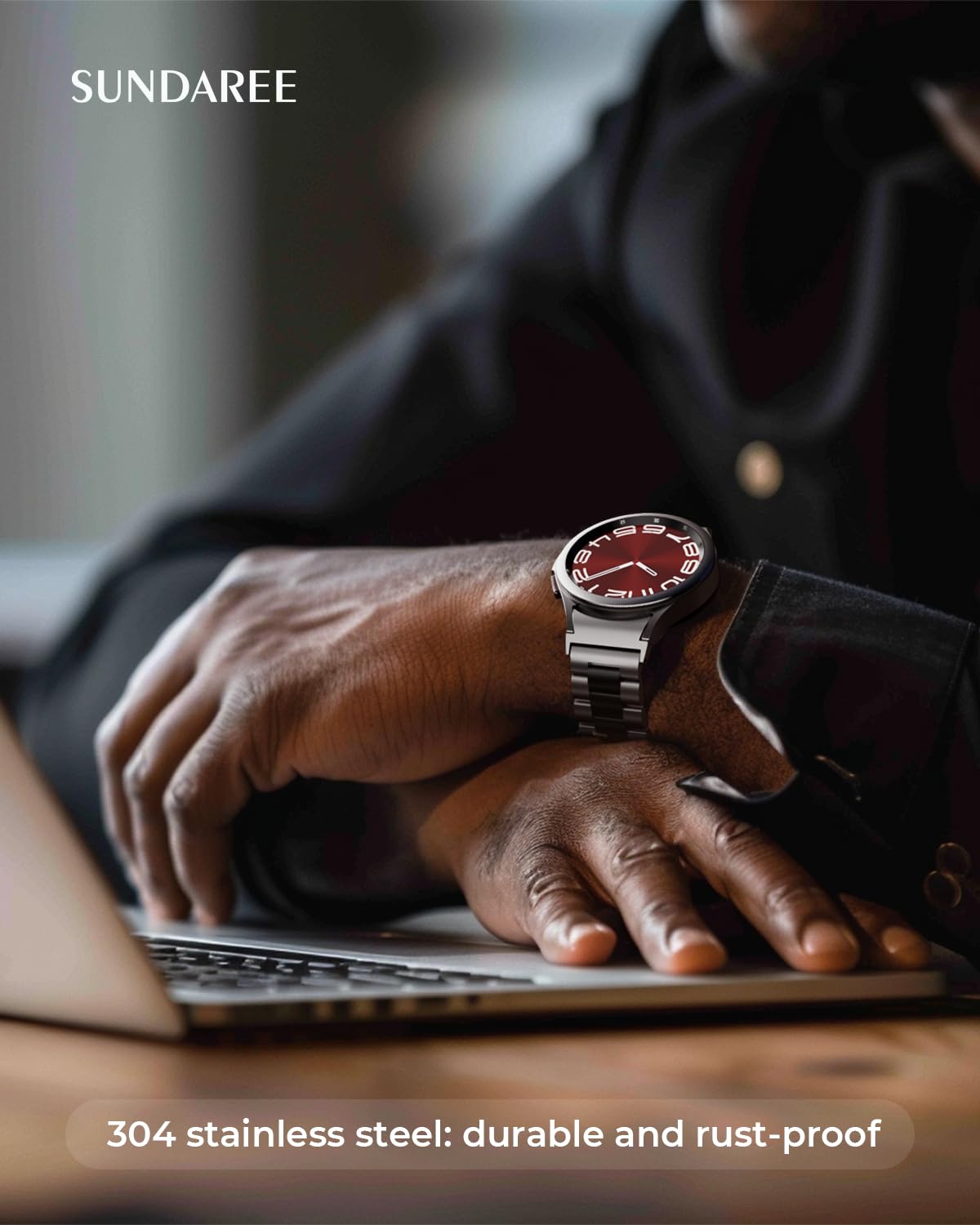 SUNDAREE Compatibile con Cinturino Samsung Galaxy Watch 6 4 Classic 47MM 46MM 43MM 42MM/5 Pro 45MM/6 5 4 44MM 40MM,Nero Argento No Gap Donna Uomo Metallo Acciaio Inox Orologio Cinturini Ricambio Band