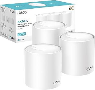Deco X50 Pro(3-pack) Dual-Band AI-Driven Wi-Fi 6 Mesh System, Seamless and Stable Mesh WiFi Booster with Coverage up to 600m2, 3000Mbps Speed,HomeShield, 2.5G Access from Every Port,Easy Setup