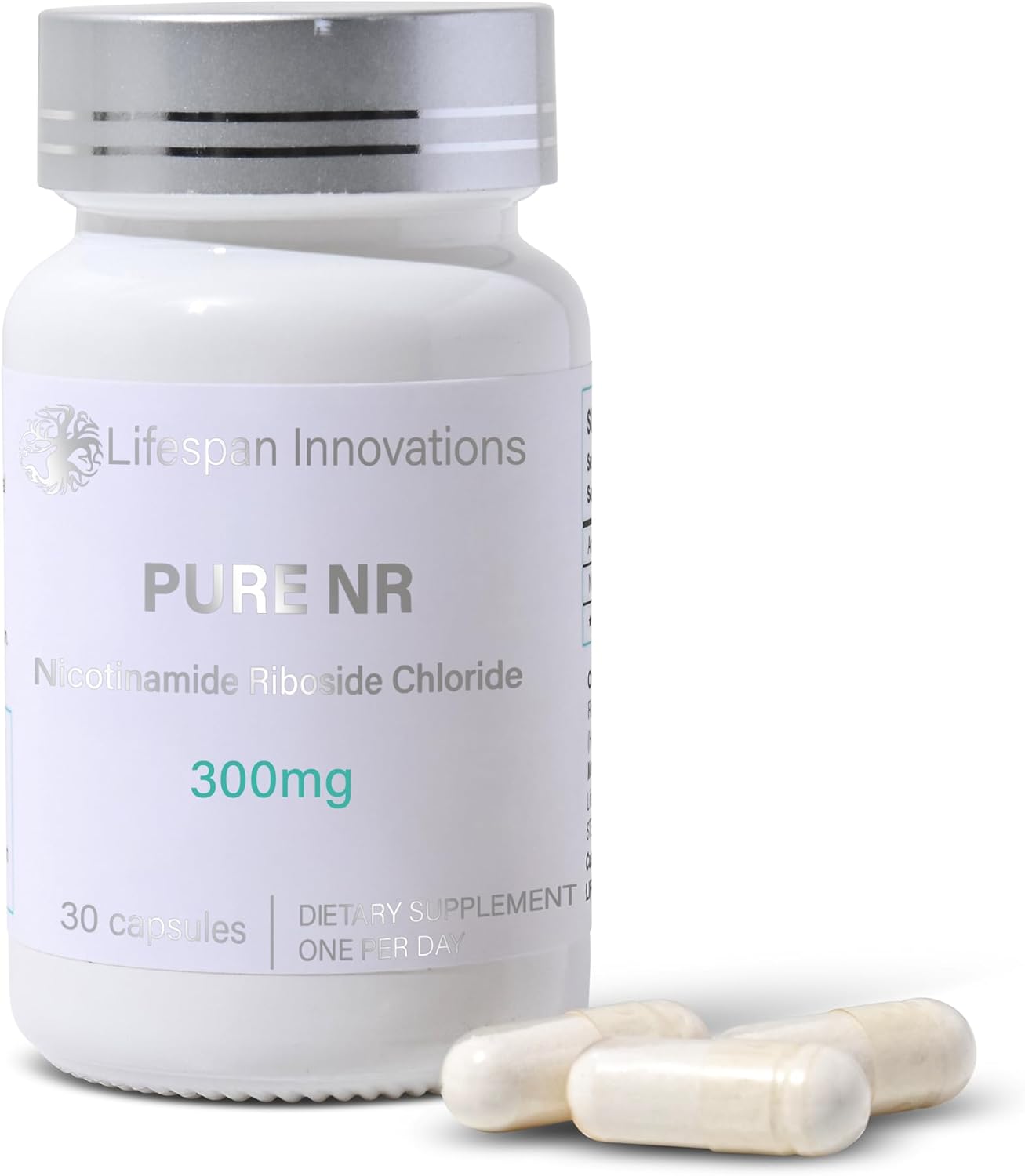 Lifespan Innovations Pure NR Nicotinamide Riboside 300mg - Single Ingredient Supplement - Supports NAD⁺ Levels, Cellular Energy & Healthy Aging. No Fillers or Binders. 30 Capsules, Glass Bottle