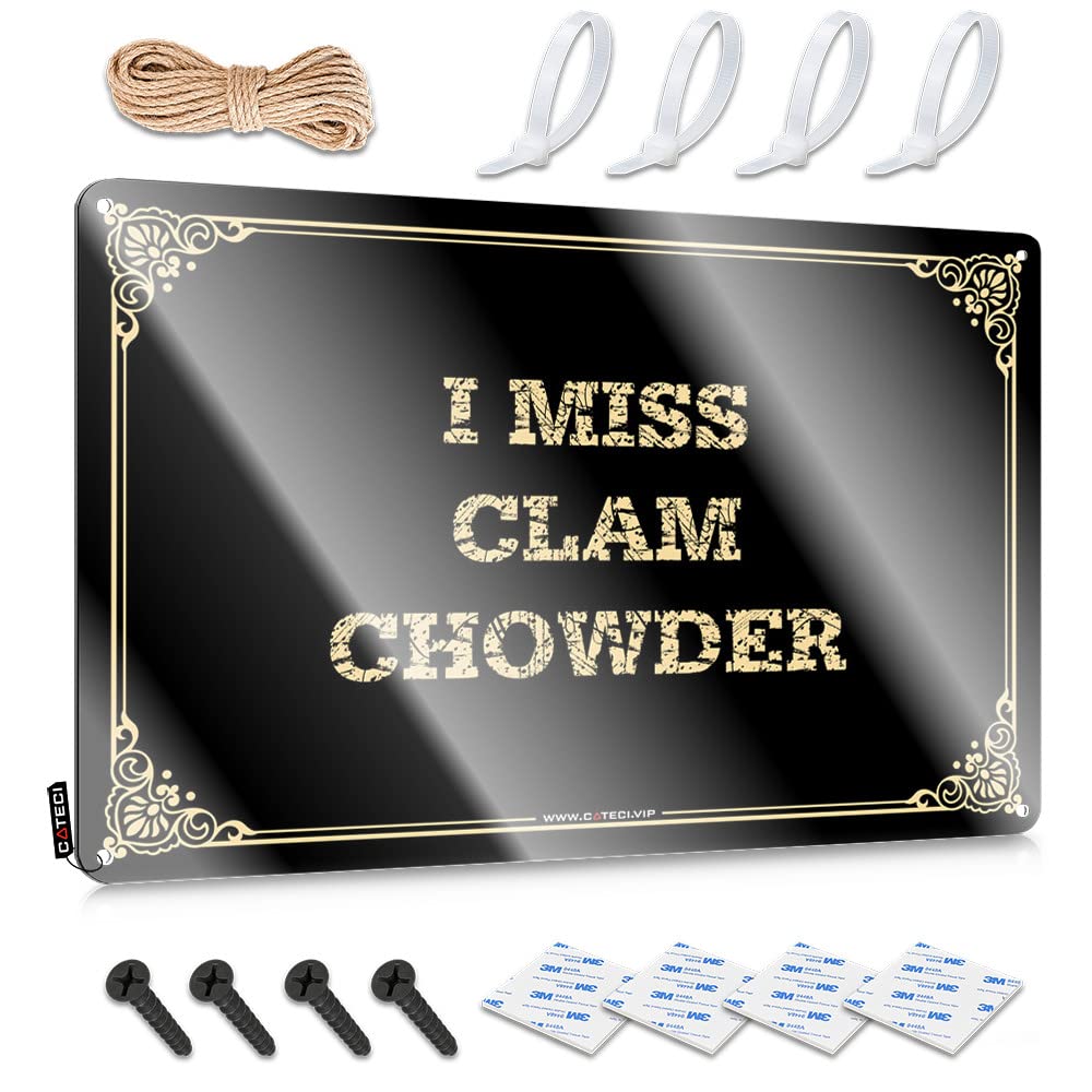 MWFKKADDB Tin Signs Camping Rules I Miss Clam Chowder Tin Sign Tin Metal Sign Man Cave Wall Decor(30X40CM)
