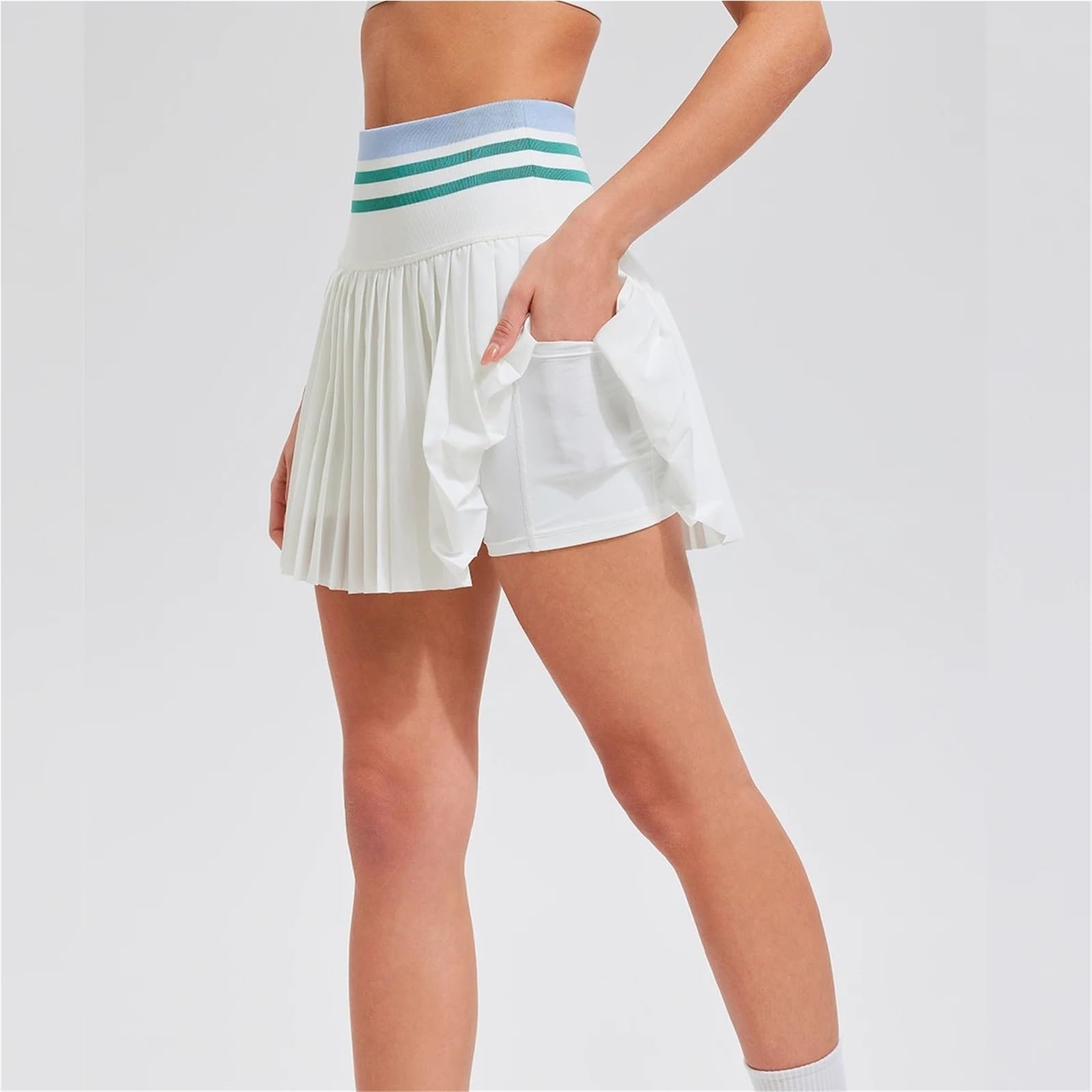 Falda pantalón de Tenis Cintura Alta for Mujer Nailon y Spandex | Multicolor, S-3XL, Tenis, Golf, Gimnasio, Entrenamiento: Cintura alta, doble capa, plisada con bolsillo