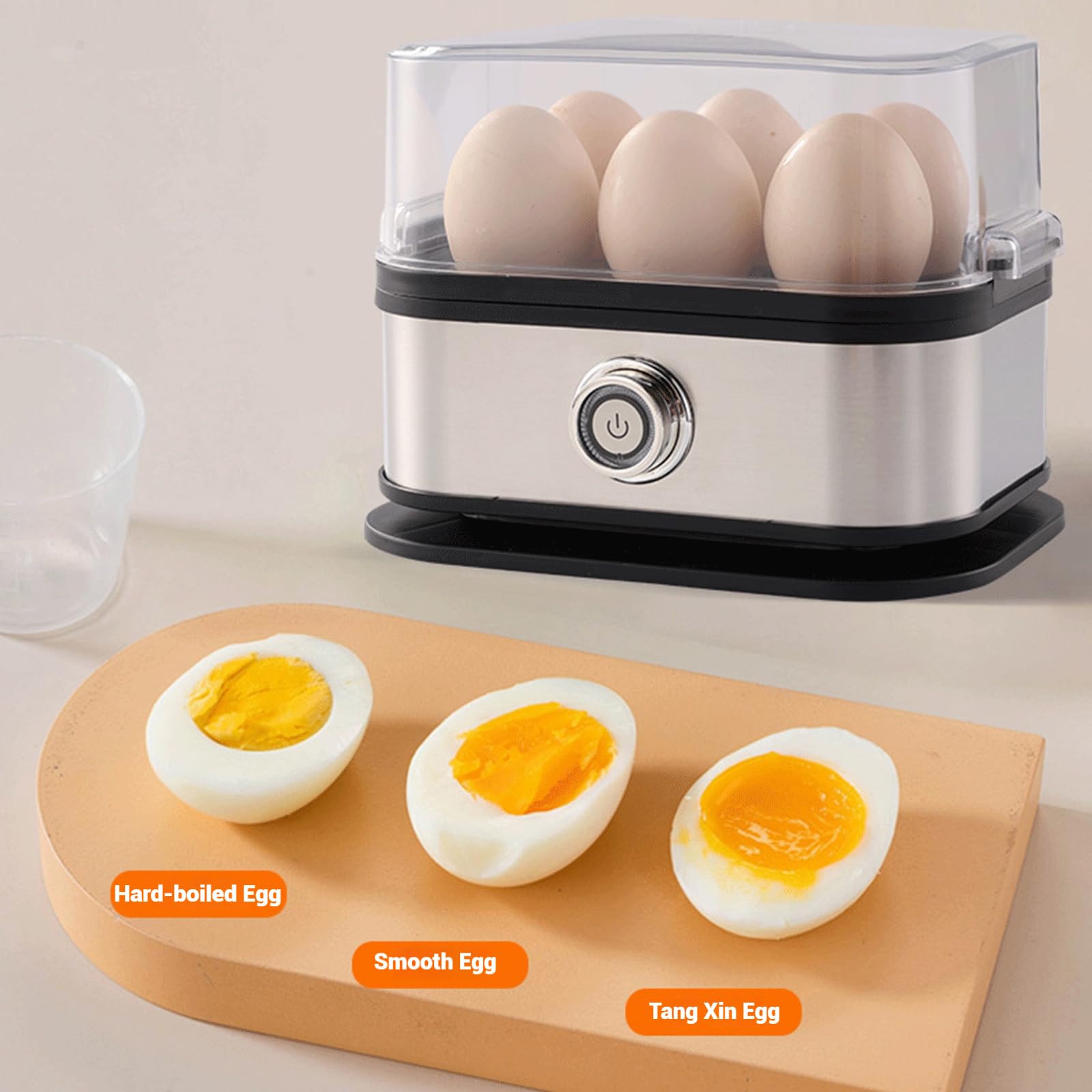 Multifunctional Egg Steamer with Clear Lid, Elektrischer Eierkocher mit Auto-Abschaltung, 6 Eier Kapazität, Multifunktional, für Weich-, Mittel- und Hartgekochte Eier (2pcs)
